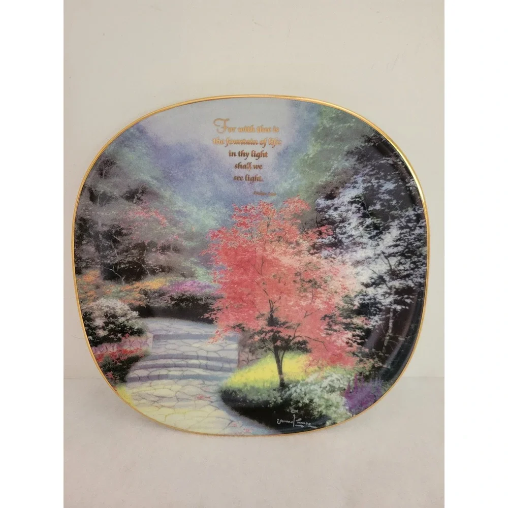 Thomas Kinkade Collector Plate Bradford Exch. For With‎ Thee Heaven 8in Cottage - Picture 5 of 11